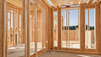 Residential exterior walls during framing